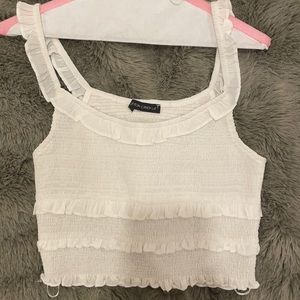 White ruffle top